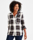 ფოტო #1 პროდუქტის Petite Sparkle Perfect Long-Sleeve Shirt, Created for Macy's