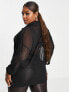 Фото #4 товара ASOS DESIGN Curve oversized mesh shirt in black - BLACK