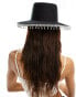 South Beach bridal wide brim hat with embellished trim in black