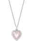 ფოტო #1 პროდუქტის Pink Mother-of-Pearl Heart Locket 18" Pendant Necklace in Sterling Silver