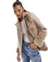 River Island faux fur panelled biker jacket in cream