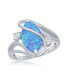 Sterling Silver Blue Inlay Opal Oval Twist With CZ Ring