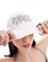 Weekday cap with silver embroidery in white weiß - фото #4