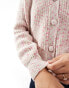 Фото #4 товара YAS mottled knit cardigan in cream and pink mix - MULTI