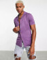 ASOS DESIGN skinny viscose shirt with revere collar in grape