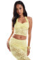 ASOS DESIGN co-ord ruched bust halter top in yellow lace Желтый, XS - EU 32-34 - фото #1