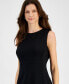 Фото #7 товара Women's Banded-Waist Sleeveless Sheath Dress