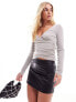 Pieces slinky wrap top in silver