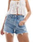 Abercrombie & Fitch Curve Love mom fit denim shorts in light blue VERWASCHENES HELLBLAU, W24 - фото #1