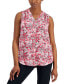 ფოტო #1 პროდუქტის Petite Sleeveless V-Neck Pleated-Front Tunic