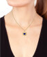 ფოტო #2 პროდუქტის EFFY® Lapis Lazuli & Diamond (1/10 ct. t.w.) Heart Halo Sunray Disc 18" Pendant Necklace in 14k Gold