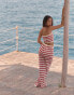 4th & Reckless x Luana Barron lior knit stripe beach trouser co-ord in cherry red