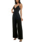 ფოტო #3 პროდუქტის Women's V-Neck Sleeveless Tie-Waist Jumpsuit