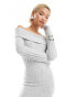 Фото #1 товара Glamorous off shoulder bodycon maxi knitted dress in grey marl