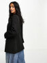 Фото #3 товара Miss Selfridge Petite oversized double breasted blazer in black - BLACK