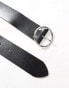 Levi's Athena leather belt with round silver buckle in black Normal/Schwarz, 85 см - фото #2