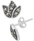 ფოტო #3 პროდუქტის 2-Pc. Set Marcasite Flower Stud Earrings (1/8 ct. t.w.) in Sterling Silver
