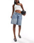 Noisy May high waist loose denim short in light blue wash