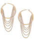 Gold-Tone Rhinestone Chain Swag Hoop Earrings