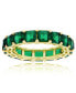 ფოტო #1 პროდუქტის Green Princess Cut Cubic Zirconia Eternity Band in 14k Yellow Gold Plated Sterling Silver