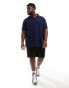 Polo Ralph Lauren Big & Tall logo pocket johnny collar pique polo in navy