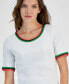 Фото #3 товара Women's Cotton Crochet-Trim Short-Sleeve T-Shirt