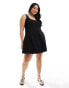 ASOS DESIGN Curve seamed mini tennis sundress in black