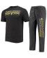 Фото #1 товара Men's Heathered Charcoal and Black Appalachian State Mountaineers Meter T-shirt and Pants Sleep Set