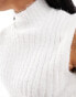 Фото #6 товара Wednesday's Girl fluffy rib funnel neck sleeveless jumper in cream
