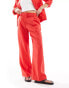 Mango linen co-ord trousers in red