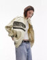 Фото #2 товара Topshop oversized cotton racer jacket in cream