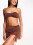 Фото #1 товара Miss Selfridge glitter bandeau back detail bikini top in bronze