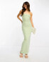 Fashionkilla sculpted bandeau bodycon maxi dress in sage