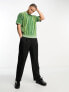 Obey pensa velour polo shirt in green