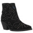 Dingo Denim N Diamonds Studded Round Toe Zippered Cowboy Booties Womens Black C