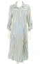 ECI 123740 Womens Ivory/Blue/Black Striped Long Sleeve Casual Shirt Dress Size 4