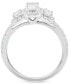 ფოტო #3 პროდუქტის Diamond Emerald-Cut Halo Three Stone Ring (1 ct. t.w.) in 14k White Gold