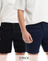 Фото #1 товара ASOS DESIGN 2 pack slim stretch chino shorts in black and navy save