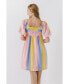 Фото #5 товара Women's Multi Color Stripe Babydoll Dress