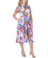 Print Short Sleeve Pleated Flare Midi Pocket Dress