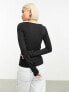 Фото #7 товара Weekday Tea fine jersey long sleeve top with scoop neck in black