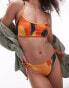 Topshop scoop bikini top in orange papaya print