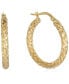 Snake Texture Hoop Earrings in 10k Gold 50mm