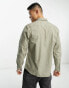 New Look long sleeve poplin shirt in light khaki