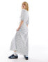 Glamorous v neck maxi tea dress white blue ditsy