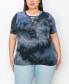 ფოტო #1 პროდუქტის Plus Tie Dye Lace Up Short Sleeve Top