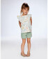 Girl Jersey Top With Frill Sleeves Off While With Printed Romantic Flower - Child