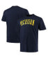ფოტო #2 პროდუქტის Men's Navy Michigan Wolverines Big and Tall Arch Team Logo T-shirt