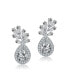 Фото #2 товара Sterling Silver with White Gold Rhodium Plated Clear Pear with Round and Tapered Baguette Cubic Zirconia Accent Drop Earrings