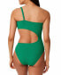 Фото #2 товара Bar III VIVID GREEN Micro Rib One-Shoulder Cutout One-Piece Swimsuit US Medium